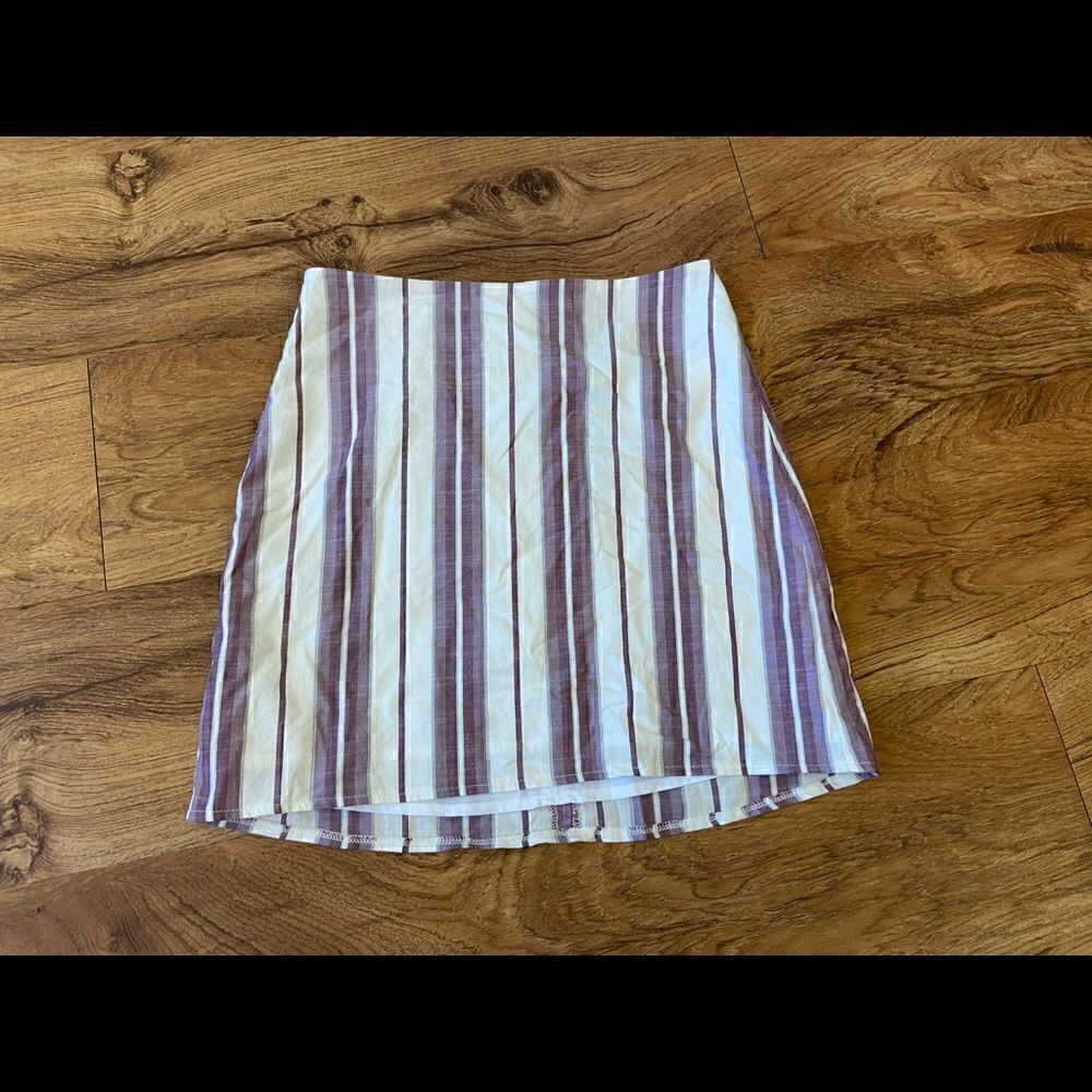 NWT Express purple/white vertical stripe mini skirt